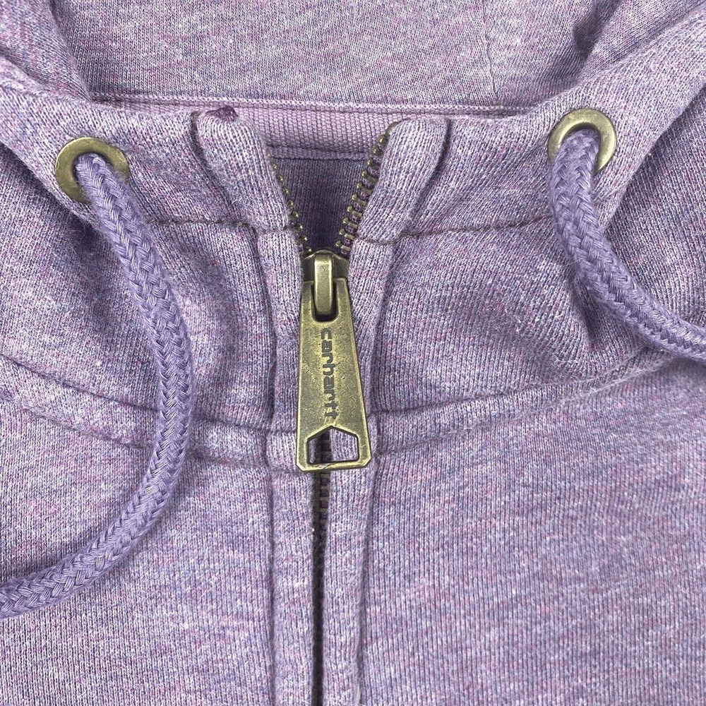 Carhartt Sweatshirt Jacket Women XS Purple Full Zip Spell Out Embroidered Hoodie - Picture 4 of 13